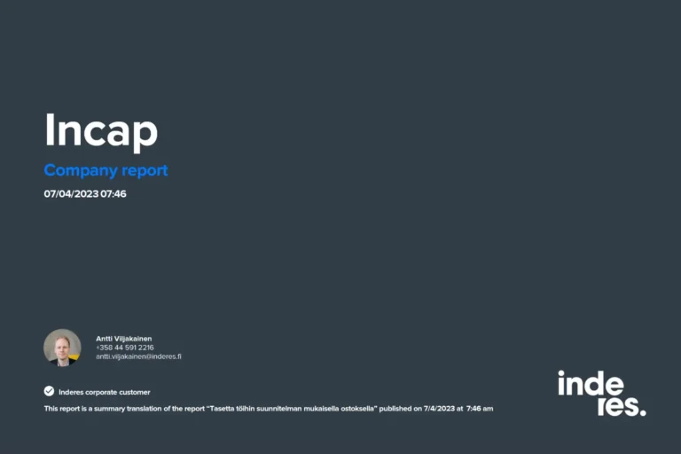 Incap-Unternehmensbericht von Inderes